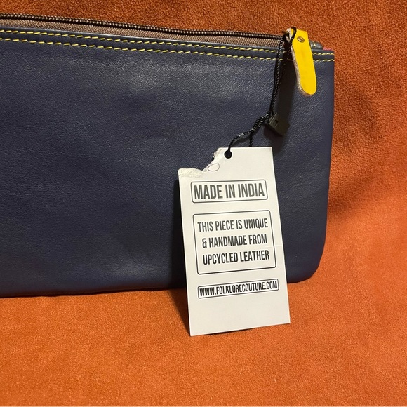 Folklore Couture Handmade Multicolor Leather And Hide Wallet Wristlet Clutch NWT - Picture 6 of 10